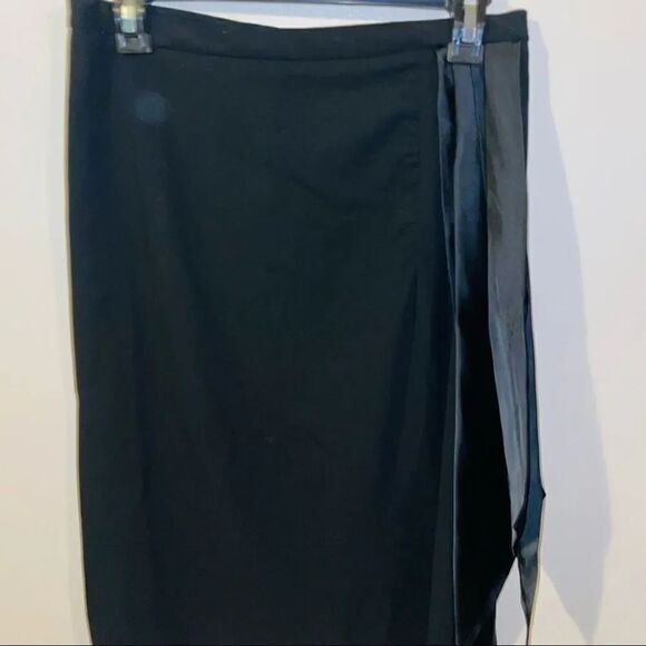 Black Pencil Skirt w/ Satin Drape Detail - Career Cocktail Party - Picture 4 of 8